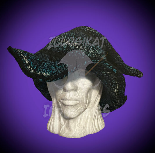 Black and Blue Tones Slouchy Witch Hat