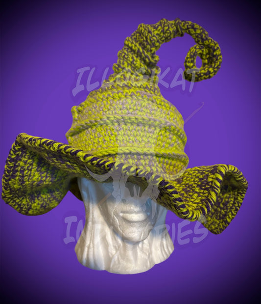 Green and Purple Ombre Twisted Witch Hat