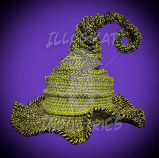 Green and Purple Ombre Twisted Witch Hat
